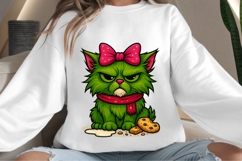 Green funny Christmas cat png design for T-shirts Product Image 4