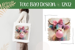Cartoon Cow Illustration, Funny Cow Tote Bag Sublimation Product Image 1