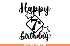 Happy 7th Birthday SVG, Happy Birthday SVG, Birthday shirt Product Image 1