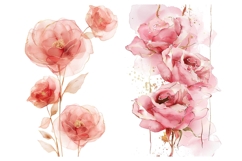 30 Watercolor Rose Clipart, Pink Floral PNG, Wedding Flowers Product Image 7