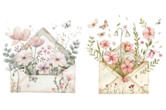 14 Watercolor Spring Flowers Clipart, Vintage Botanical Product Image 8