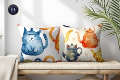 Cute Hand-Painted Teapots Watercolor Pattern Digital Paper Product Image 2