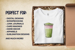 Cherry Matcha Latte Clipart Bundle 4 PNG Product Image 2