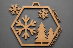 Merry Christmas Wooden Snowflake Ornament Product Image 1