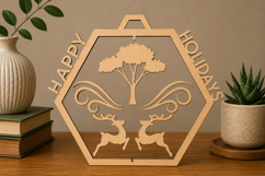 Happy Holidays Reindeer Woodland Ornament Product Image 1