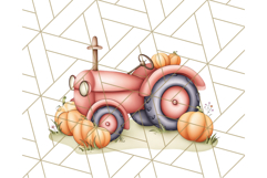 Fall Tractor Clipart PNG, Vintage Tractors With Pumpkins Product Image 3