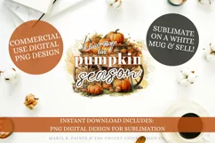 Pumpkin Season Watercolor Fall Lover Sublimation Design Product Image 1