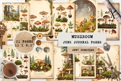 21 Vintage Mushroom Forest Junk Journal Pages Printable Product Image 1