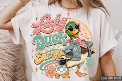 Lucky Duck Energy PNG Retro Funny Duck Sublimation Art Product Image 1