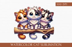 Watercolor Cat Sublimation, cute cat clipart Product Image 1