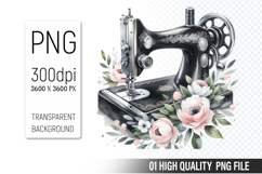 Vintage Sewing Machine Clipart PNG Bundle, High Quality PNG Product Image 5