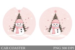 Cute Snowman Car Coaster. Christmas Car Coaster Sublimation Product Image 1
