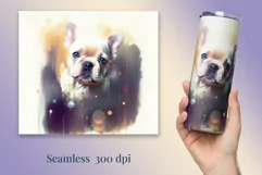 Watercolor Dog Sublimation Tumbler Wrap | 20 oz Straight Png Product Image 2