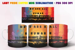 "LGBT Pride coffee mug with a vibrant rainbow design"