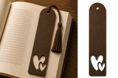 Linked Hearts Wooden Bookmark with Tassel for Couples Product Image 1