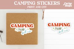 Camping Stickers, Camping Hair Don&#039;t Care Product Image 1