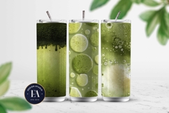 Spilled Matcha Texture, Green Abstract Liquid Digital Paper Product Image 2