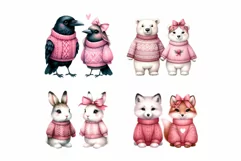 Valentine’s Day Couple Wildlife Watercolor Clipart Product Image 7