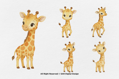 15 Bundle Watercolor Giraffe Yellow Kids Animal Wildlife Product Image 7