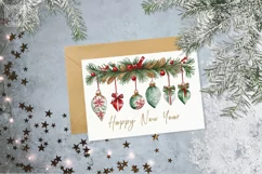 Christmas Spruce Decor 5 Watercolor Cliparts PNG sublimation Product Image 2