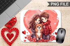 Dog Valentine&#039;s Day Sublimation Mouse Pad PNG Design Product Image 1