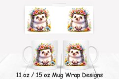 Hedgehog Spring Mug Wrap| Sublimation PNG | 11oz 15oz Product Image 1