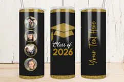Graduation Skinny Tumbler Wrap | Black and Gold Design Product Image 1