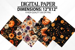 Halloween Flowers Digital Paper - Halloween Background Product Image 1