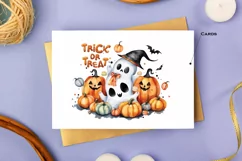 Trick or Treat, Halloween Lettering PNG, Ghost and Pumpkin Product Image 6