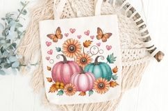 Glitter Floral Pumpkin Sublimation PNG. Product Image 7