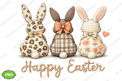 Happy Easter PNG Coquette Easter Bunny, Faux yarn Bunny PNG Product Image 5