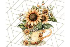Vintage Floral Teacup Clipart PNG, Blooming Teacups Clip Art Product Image 3