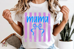 Striped Mama PNG, Blue Coquette Bow Distressed Sublimation Product Image 6