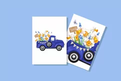 Blue Truck for Sublimation Springs PNG, Flower Clipart Truck Product Image 5