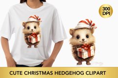 Cute Christmas Hedgehog Clipart, Hedgehog sublimation Product Image 1