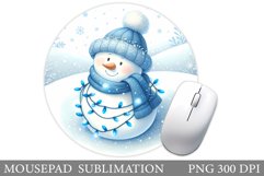 Snowman Mouse Pad Design. Christmas Mouse Pad Sublimation Product Image 1