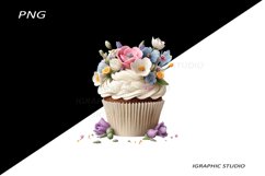 Flowers Cupcake Clipart Product Image 1