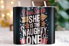 Dear Santaq she is the Naughty One Tumbler Wrap | Christmas Product Image 1