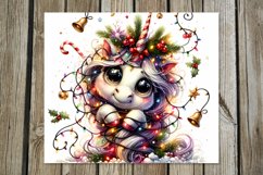 Christmas snowman &amp; unicorn | Skinny tumbler sublimation Product Image 7