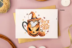 Watercolor Halloween gnome in tea mug, Gnome PNG Product Image 6