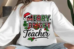 Merry bright teacher png design for T-shirts Product Image 4