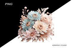Rose Gold and Teal Chrysanthemum PNG Product Image 1