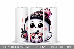Cute Ghost Tumbler Sublimation. Ghost Halloween Tumbler Product Image 1