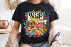 Teacher Off Duty PNG, Summer Era Highland Cow Sublimation Product Image 7
