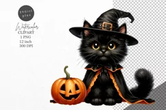 Halloween clipart, Black cat clipart, Gothic clipart, Product Image 1