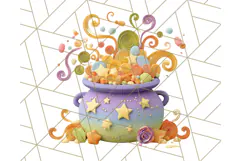 Kawaii Halloween Clipart Cute Kids and Candy Elements Png Product Image 3