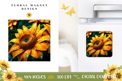 Flowers Magnet Sublimation, Cartoon Sunflowers Magnet Print Product Image 1