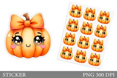 Cute Pumpkin Sticker Template. Cute Halloween Sticker Design Product Image 1