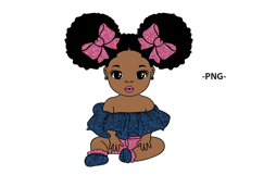 Black Baby Girl SVG Afro Puffs Pink Bows | 5 glitters collor Product Image 7