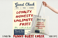 Funny Guest Check PNG Vintage Diner Style, Sublimation PNG. Product Image 1